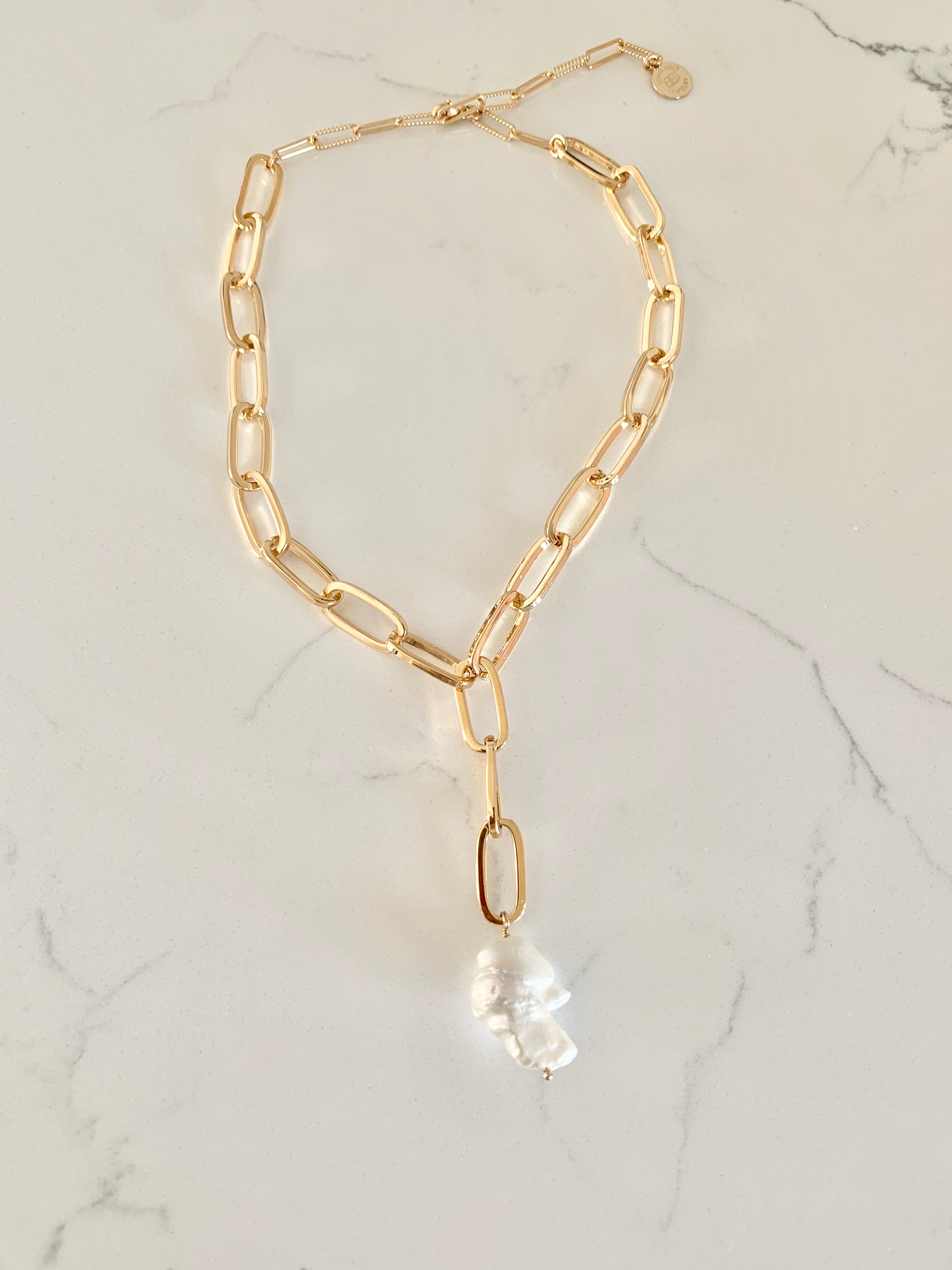 White Baroque Pearl/Paperclip Chain - iDazz Custom Designs